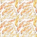 Feathers seamless pattern in yellow colors. Pattern for fashion textile and wrap paper print. Soft wallpaper design Royalty Free Stock Photo