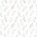 Feathers and specks boho style seamless vector pattern Royalty Free Stock Photo