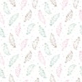 Feathers and specks boho style seamless vector pattern Royalty Free Stock Photo