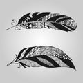 Feathers vector set in a flat style Royalty Free Stock Photo