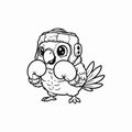 featherweight bird boxer cartoon mascot Royalty Free Stock Photo