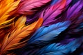 Feathery allure, firebird pattern of colorful feathers on bright background