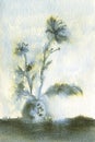 Feathery Blue Flowers in Vase