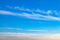 Feathery white sparse clouds in blue sky at day Royalty Free Stock Photo