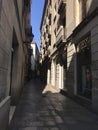 The narrow streets of the hot summer of Barcelona,Spain, Europe,