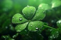 Feature a closeup of a dewcovered clover leaf. Generative ai Royalty Free Stock Photo