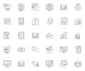 Feature line icons collection. Performance, Functionality, Integration, Ease-of-use, Customization, Reliability Royalty Free Stock Photo