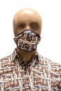 Featureless maniquin with matching print shirt and mask isolated on white