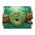 Features a green tree python Morelia viridis coiled around a tree Royalty Free Stock Photo
