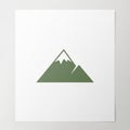 Features green triangular mountains with a white snowcap on the Royalty Free Stock Photo