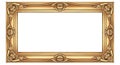 Rectangular gold picture frame with ornate baroque-style detailing. Each corner Royalty Free Stock Photo