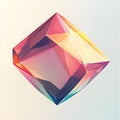 Geometric, multifaceted crystal or gemstone with vibrant hues of pink, purple, yellow, and blue. Royalty Free Stock Photo