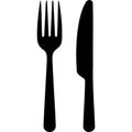 A transparent silhouette of a fork and a knife on a white background Royalty Free Stock Photo