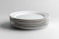Stack of Round White Porcelain Plates, Tableware Pile, Dinnerware on White Background Royalty Free Stock Photo