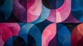 Abstract Geometric Background with Overlapping Circles and curved organic shapes in blue, purple and pink Royalty Free Stock Photo