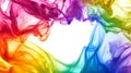 features vibrant, multicolored ink streams flowing in from both sides, creating a swirling, abstract effect with bright yellow,
