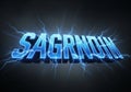 Features the word SAGRNOHN in bold, 3D block letters with a metallic Royalty Free Stock Photo