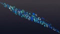 Featuring binary code in blue teal and white flowing diagonall Royalty Free Stock Photo