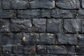 Featuring a black brick wall background, texture of old black painted bricks pattern for interior design or wallpaper decorat Royalty Free Stock Photo