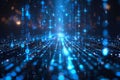 Featuring a blue binary code falling on a dark background, depicting a data flow concept. abstract digital technology wallpap Royalty Free Stock Photo