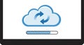Featuring a blue cloud symbol with circular arrows indicating Royalty Free Stock Photo