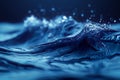 Featuring a closeup of the water surface, with ripples and waves forming an abstract shape in blue tones. the background is a Royalty Free Stock Photo