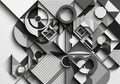 Featuring a complex arrangement of geometric shapes in black, Royalty Free Stock Photo
