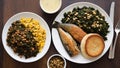 Savor the soulful flavors of Southern cuisine with our delectable plate Royalty Free Stock Photo