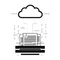 Featuring Flat icon of arrow pointing up to the cloud, document underneath