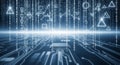 Featuring a futuristic circuit board integrated with binary code Royalty Free Stock Photo