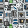 Featuring illustrations of various electronic connectors including USB Royalty Free Stock Photo