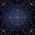 Featuring interconnected gold lines and stars forming intricate Royalty Free Stock Photo