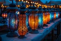 Featuring a large array of colorfully lit lamps, high quality, high resolution