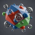 Featuring a multifaceted polyhedron with a blend of blue, red, and green Royalty Free Stock Photo