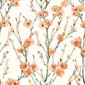 Featuring radiant red desert blooms, this seamless watercolor pattern exudes warmth and trendiness, perfect for textile
