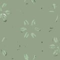 Featuring sage green flat pattern with mint and dark leaflike brushstrokes plus flecks and marks Royalty Free Stock Photo