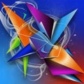 Featuring sharp, angular shapes in vibrant colors including blue, orang Royalty Free Stock Photo