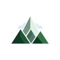 Featuring stylized geometric mountains in shades of green and Royalty Free Stock Photo