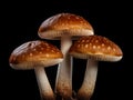 Enchanting Trio: Exquisite Brown Mushrooms Against a Pristine White Background