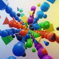 Featuring a variety of geometric shapes, including spheres, cubes, Royalty Free Stock Photo