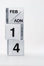 FEB 14 on metal cubes Royalty Free Stock Photo