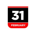 31 feb calendar day vector icon