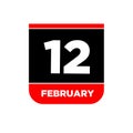 12 feb calendar day vector icon