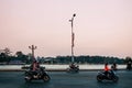 Evening at Ho Zuan Houng lake with motorcycle traffic. Da lat - Vietnam Royalty Free Stock Photo