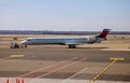 Airplane at the terminal gate ready for takeoff John F. Kennedy International Airport