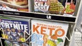 Feb magazines and tabloids at checkout at a grocery store keto Royalty Free Stock Photo