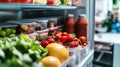 Freshness in the Fridge: Close-up of Organized Fruits and Vegetables Royalty Free Stock Photo