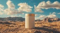 Cylindrical Container in Desert Landscape Royalty Free Stock Photo
