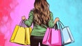 Trendy Shopper with Colorful Shopping Bags Royalty Free Stock Photo