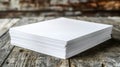 Stack of Blank White Paper on Rustic Wooden Surface Royalty Free Stock Photo